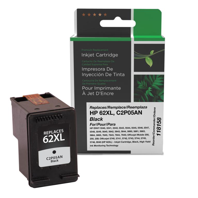 High Yield Black Ink Cartridge for HP C2P05AN (HP 62XL)