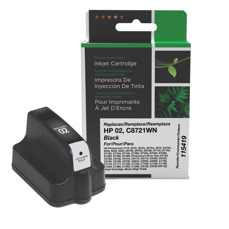 High Yield Black Ink Cartridge for HP C8721WN (HP 02)