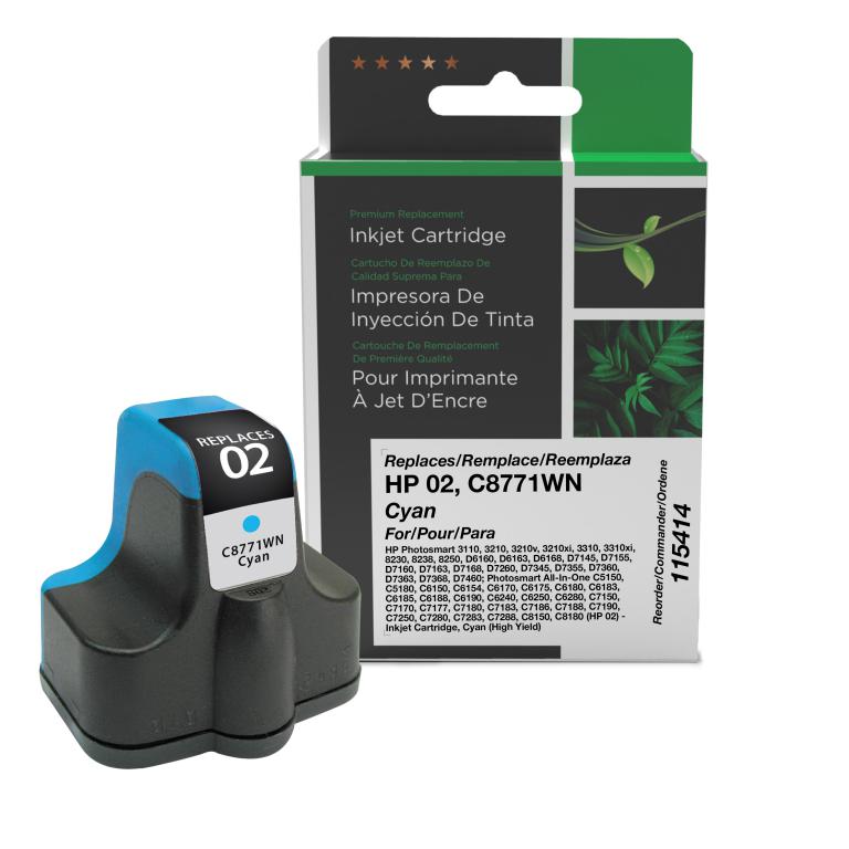 High Yield Cyan Ink Cartridge for HP C8771WN (HP 02)