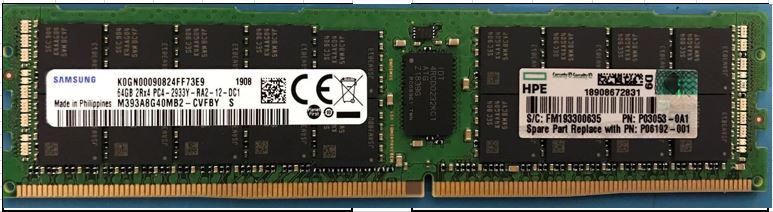 HPE 64GB (1x64GB) Dual Rank x4 DDR4-2933 CAS-21-21-21 Registered Smart Memory Kit