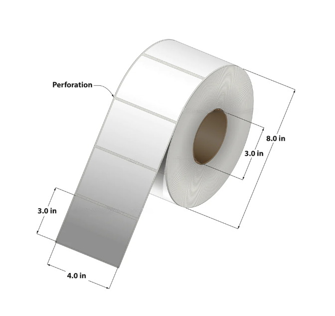 Thermal Transfer Label (4 x 3) 3''Core 4RL/2000/CS,8000 Labels to a case, CTT400300-3P