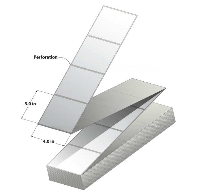 Thermal Transfer Label (4 x 3) Fanfold 2RL/5000 10000 Labels to a case CTT400300-FF
