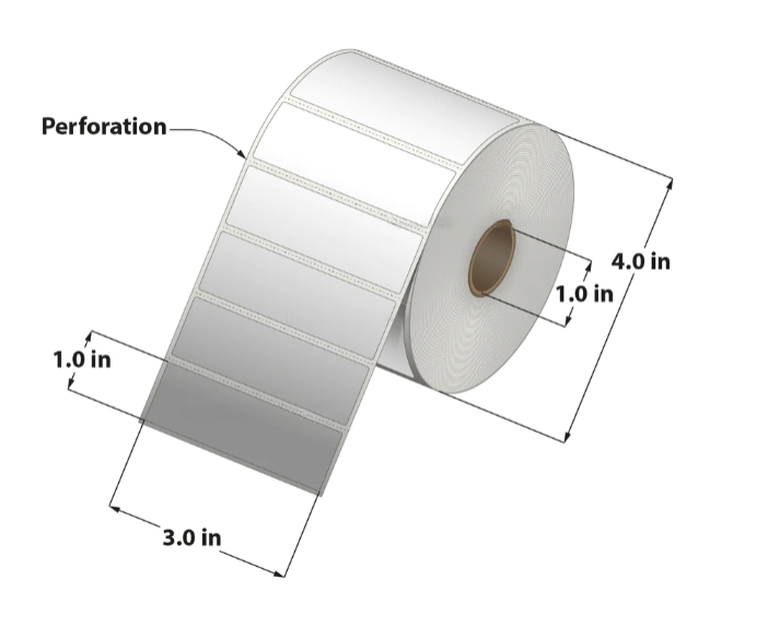 Direct Thermal Transfer Label ( 3 x 1 ) 1"Core 12RL/1310 15,720 Labels to a case RDT4-300100-1P