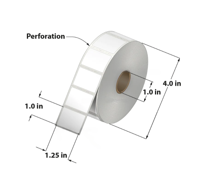 Direct Thermal Label ( 1.25 x 1 ) 1"Core 12RL/1380 16,560 Labels to a case RDT4-125100-1P