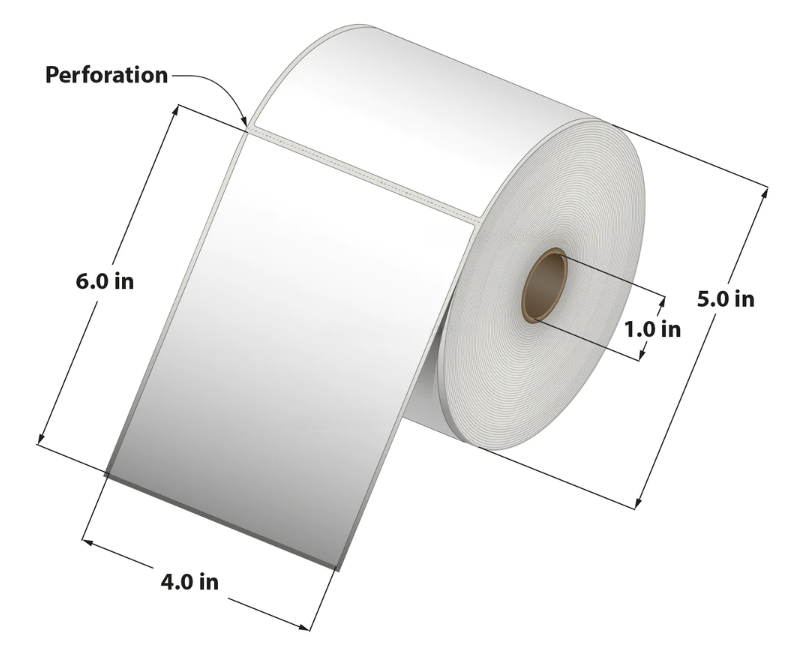 Direct Thermal Label ( 4 x 6 ) 1"Core 12RL/475 5700 Labels Per Case 5"O.D.-400600-1P