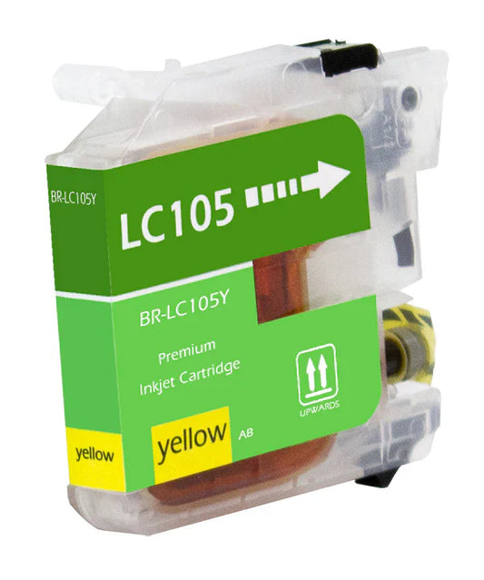 Brother LC105 Compatible InkJet Cartridge Yellow 1.2K Super High Yield, LC105Y