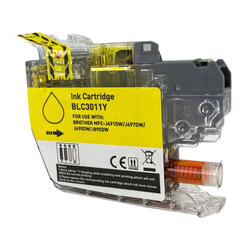 Brother J491/J497/J690/J895 Compatible InkJet Cartridge Yellow 200 Yield, LC3011Y