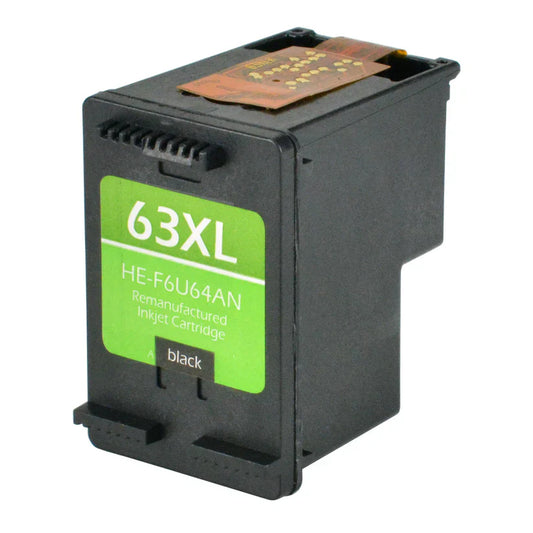 HP 63XL Remanufactured InkJet Cartridge Black 480 High Yield, F6U64AN