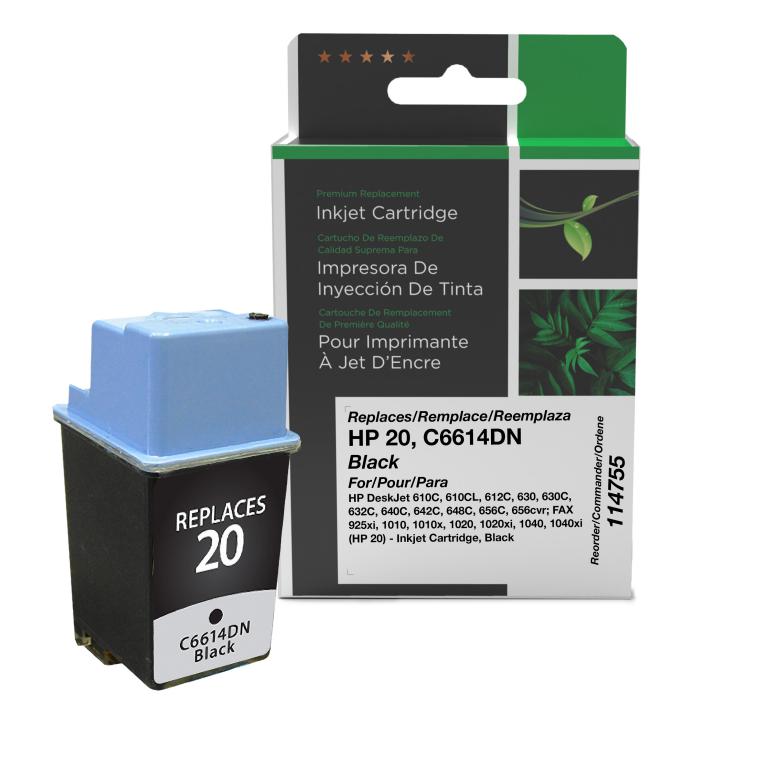 Black Ink Cartridge for HP C6614DN (HP 20)