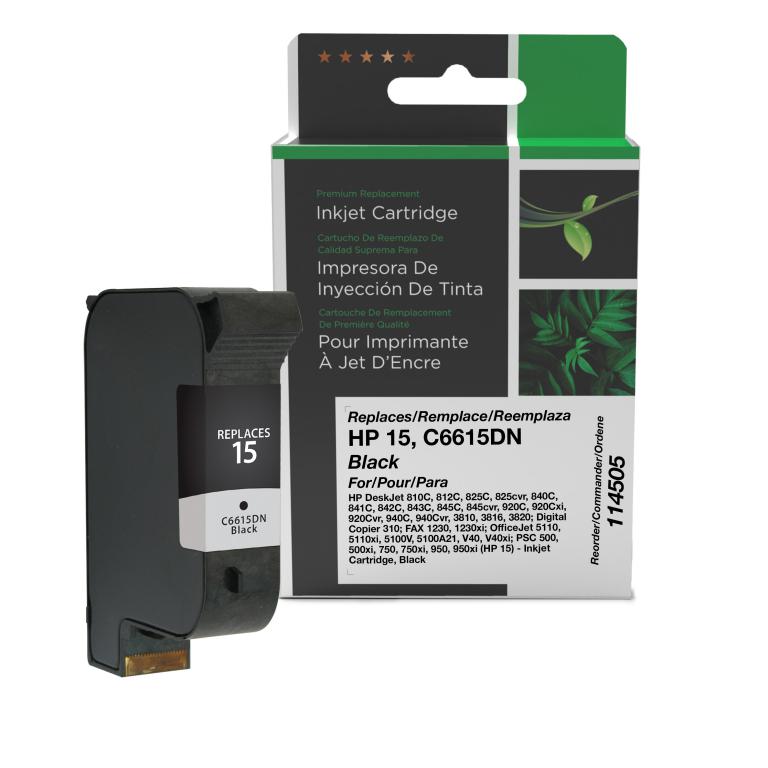 Black Ink Cartridge for HP C6615DN (HP 15)
