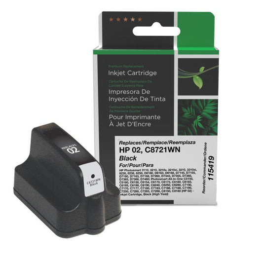 High Yield Black Ink Cartridge for HP C8721WN (HP 02)