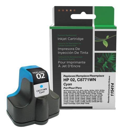 High Yield Cyan Ink Cartridge for HP C8771WN (HP 02)