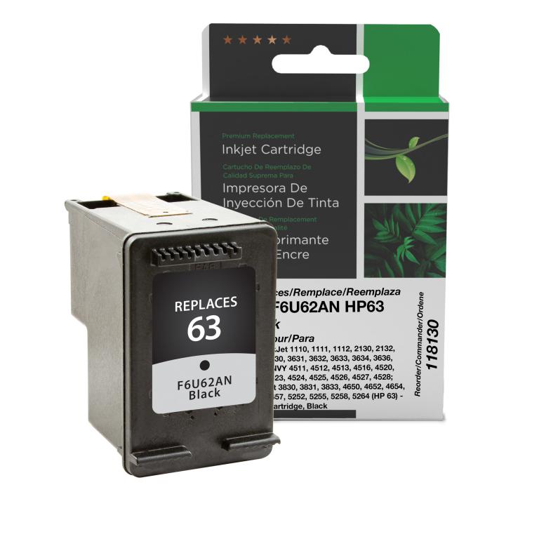 Black Ink Cartridge for HP F6U62AN (HP 63)