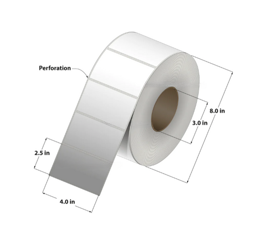 Thermal Transfer Label (4 x 2.50) 3"Core 4RL/2400/CS 9,600 Labels to a case, CTT400250-3P