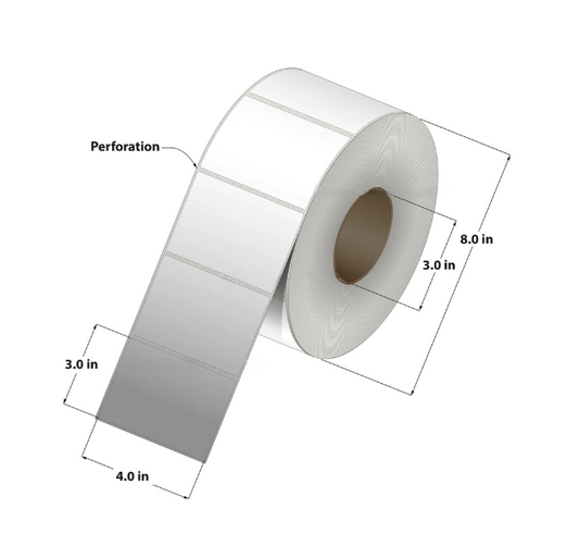 Thermal Transfer Label (4 x 3) 3''Core 4RL/2000/CS,8000 Labels to a case, CTT400300-3P