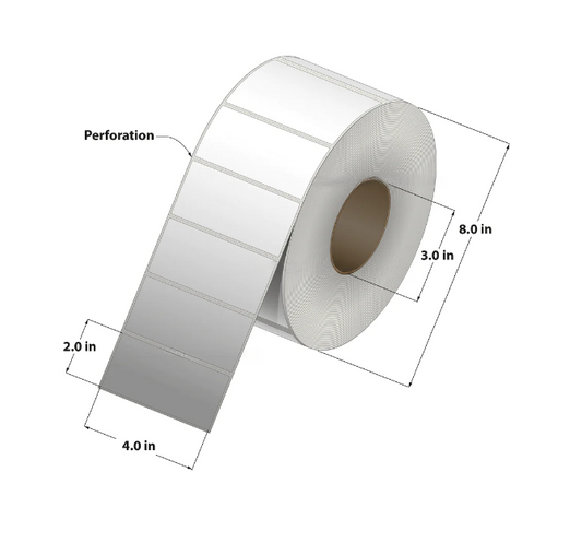 Thermal Transfer Label (4 x 2) 3"Core 4RL/3000/CS, 12000 Labels to a case, CTT400200-3P