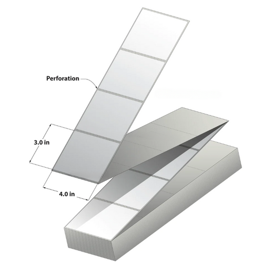 Thermal Transfer Label (4 x 3) Fanfold 2RL/5000 10000 Labels to a case CTT400300-FF