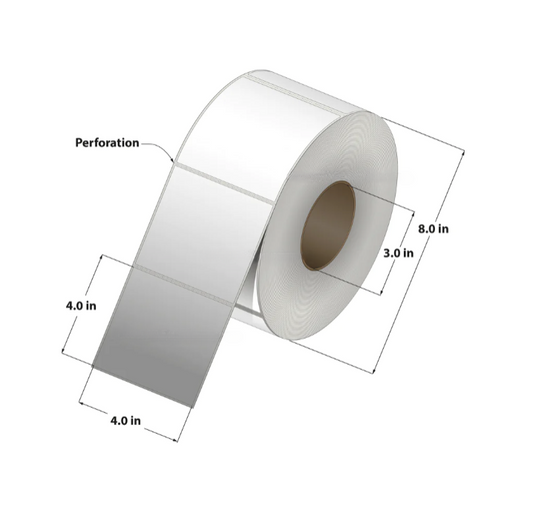Thermal Transfer Label (4 x 4) 3"Core 4RL/1500/CS 6000 Labels to a case, CTT400400-3P
