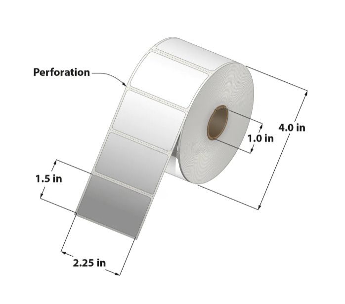Direct Thermal Label ( 2.25 x 1.50 ) 1"Core 12RL/960 11,520 Labels to a case RDT4-225150-1P