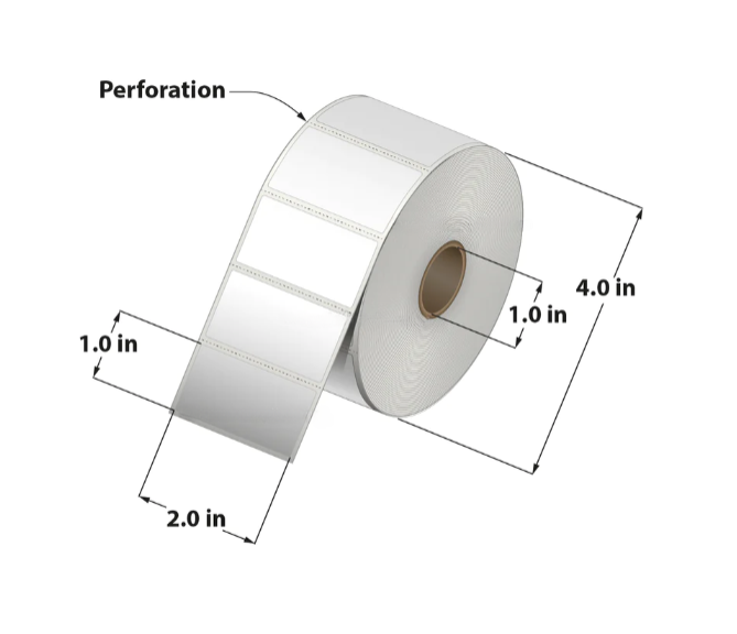 Direct Thermal Label ( 2 x 1 ) 1"Core 12RL/1310 15,720 Labels to a case RDT4-200100-1P