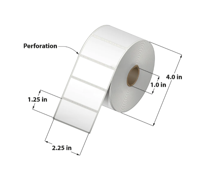 Direct Thermal Label ( 2.25 x 1.25 ) 13,620 Labels to a case RDT4-225125-1P