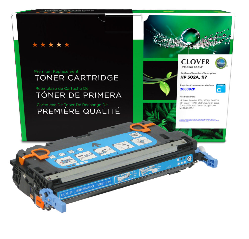HP 3600, 3600DN, 3600N Remanufactured 502A Cyan Toner Cartridge 200082P