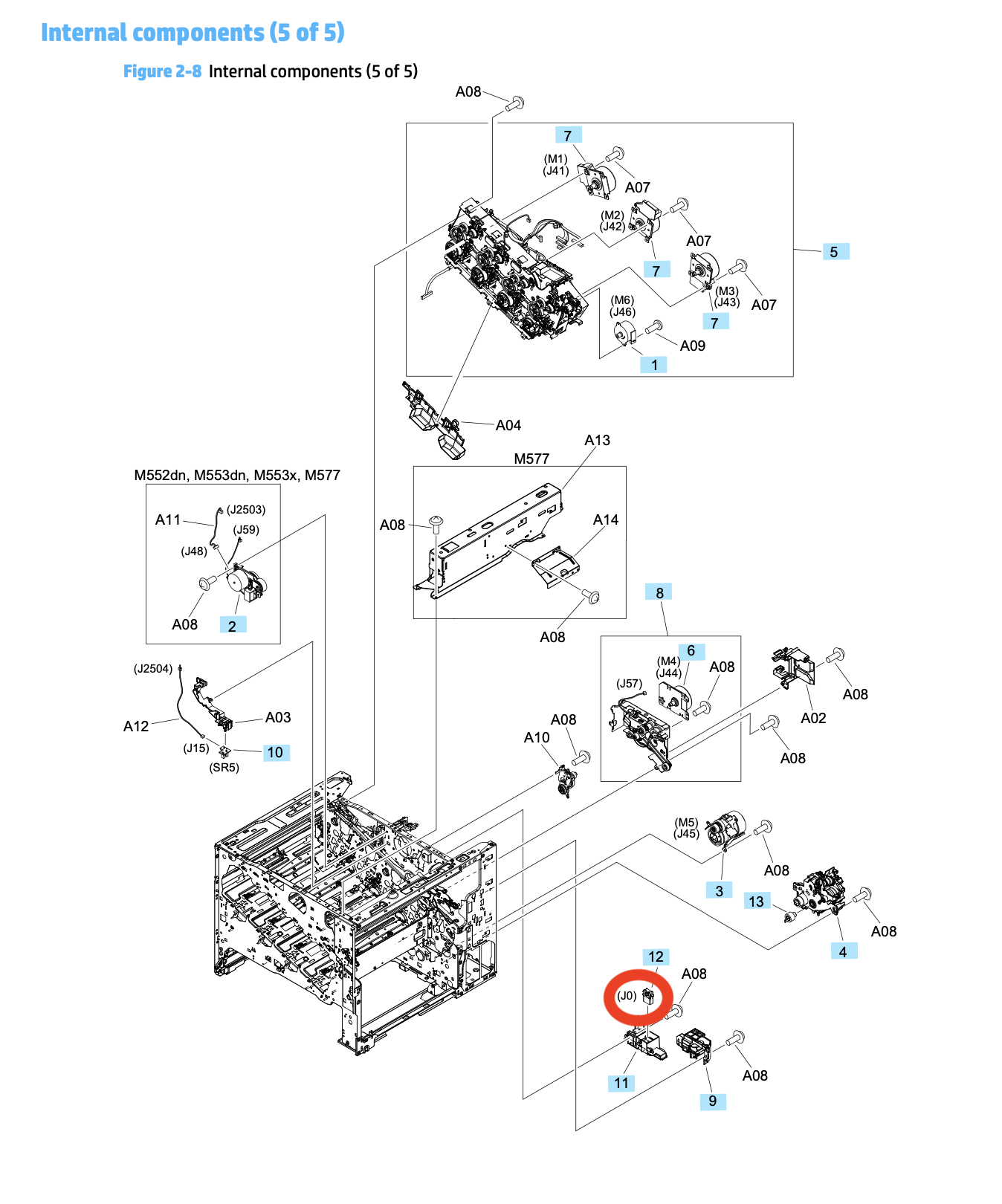 HP M553/M554/M555/M577/M578 Drawer Connector, VS1-7258-000CN