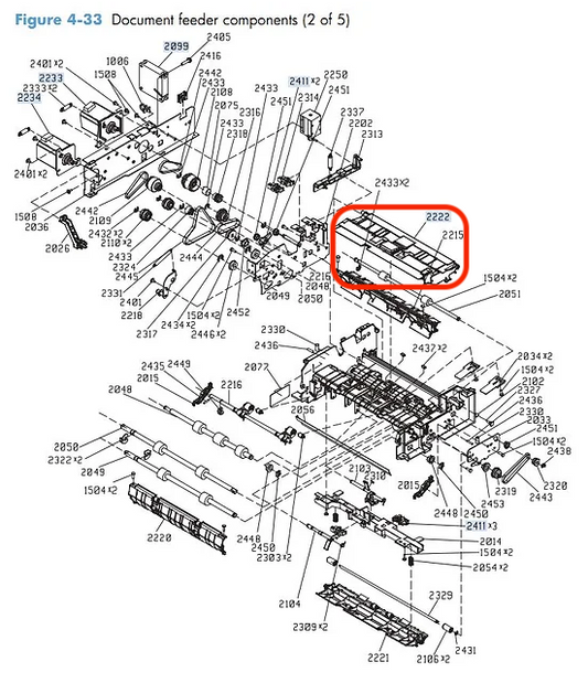HP CM4540/M4555 Upper paper path guide assembly, PF2309K129NI