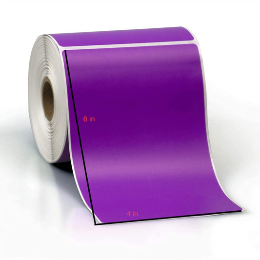Direct Thermal Label ( 4 x 6 ) 3"Core 4RL/1000/CS 4000 Labels to a case, DT400600-3 F/PURPLE